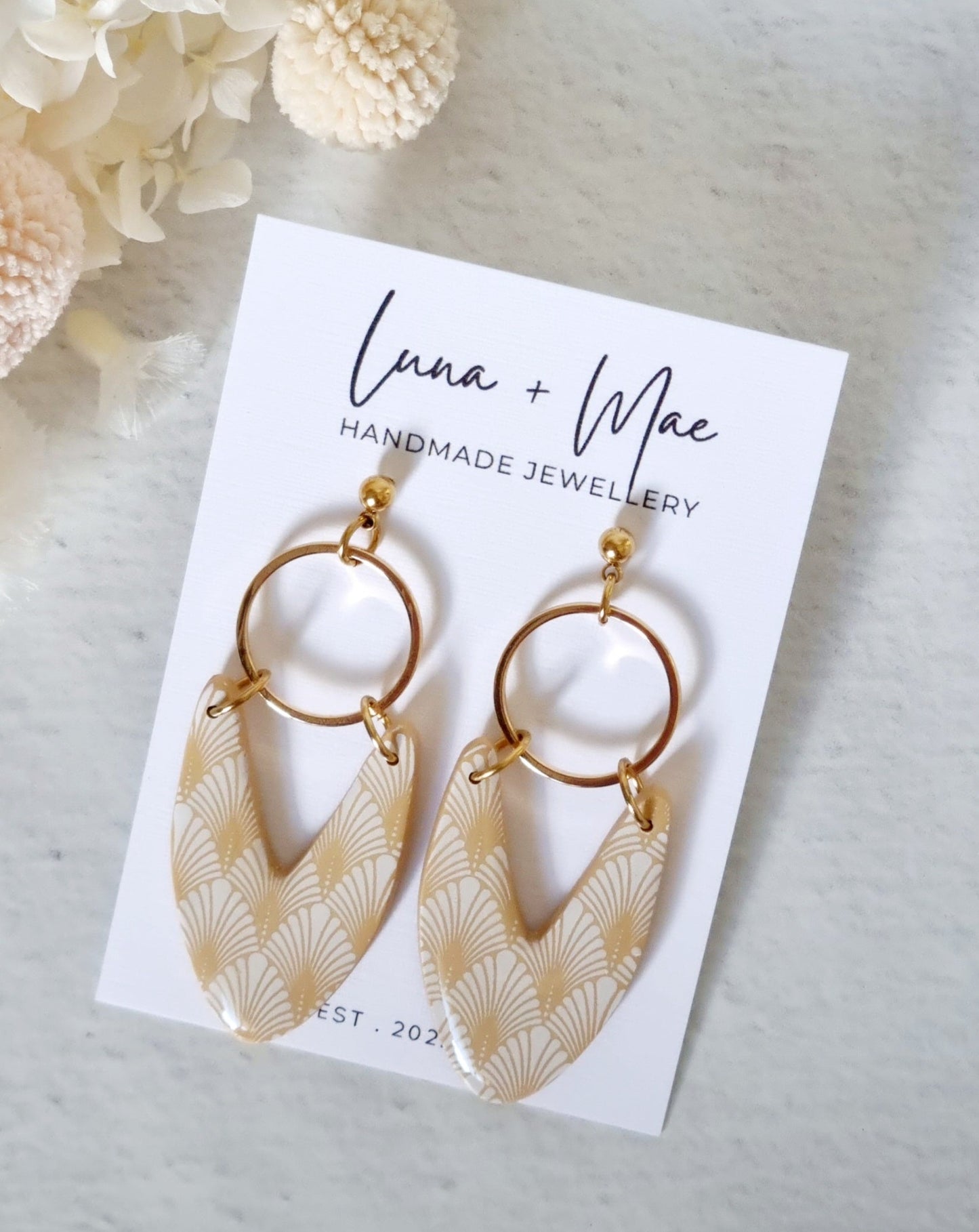 Timeless Mustard Circle Dangle - Luna + Mae