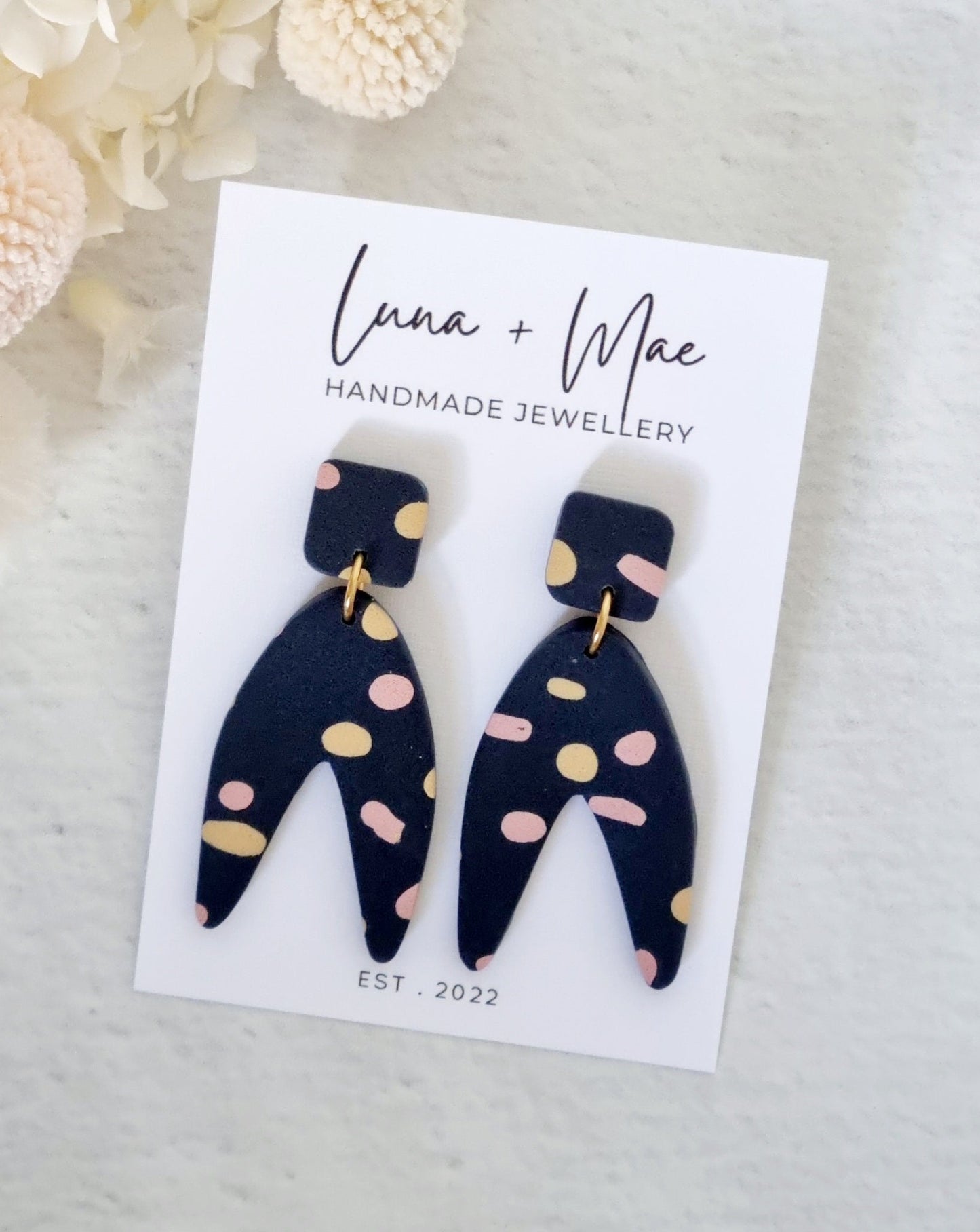 Timeless Navy Spotty Dangle - Luna + Mae