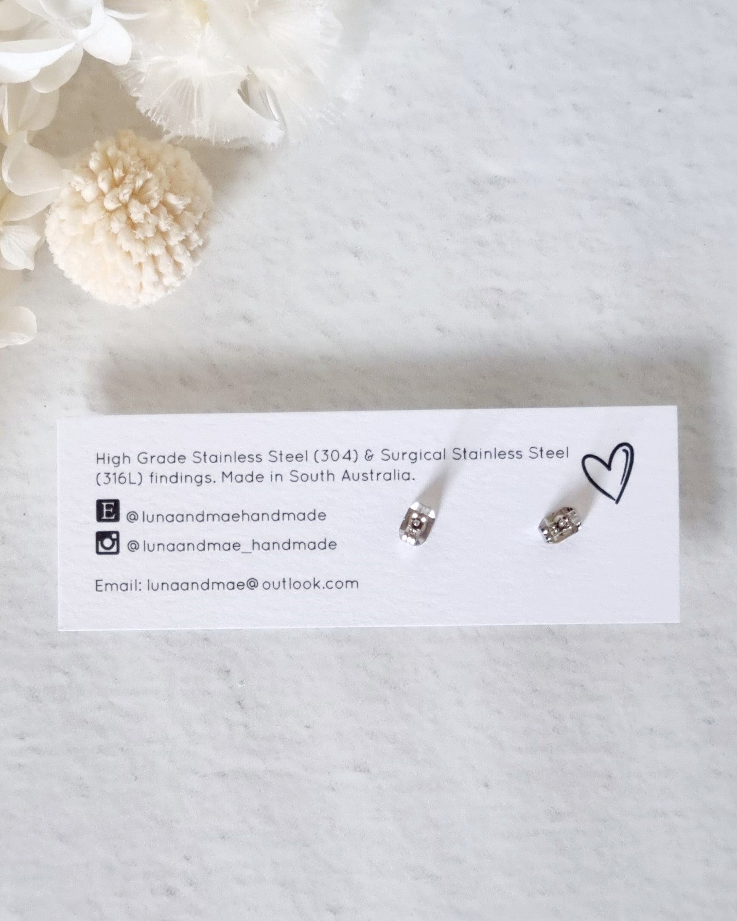 Garden Peach + Green Flower Stud Earrings