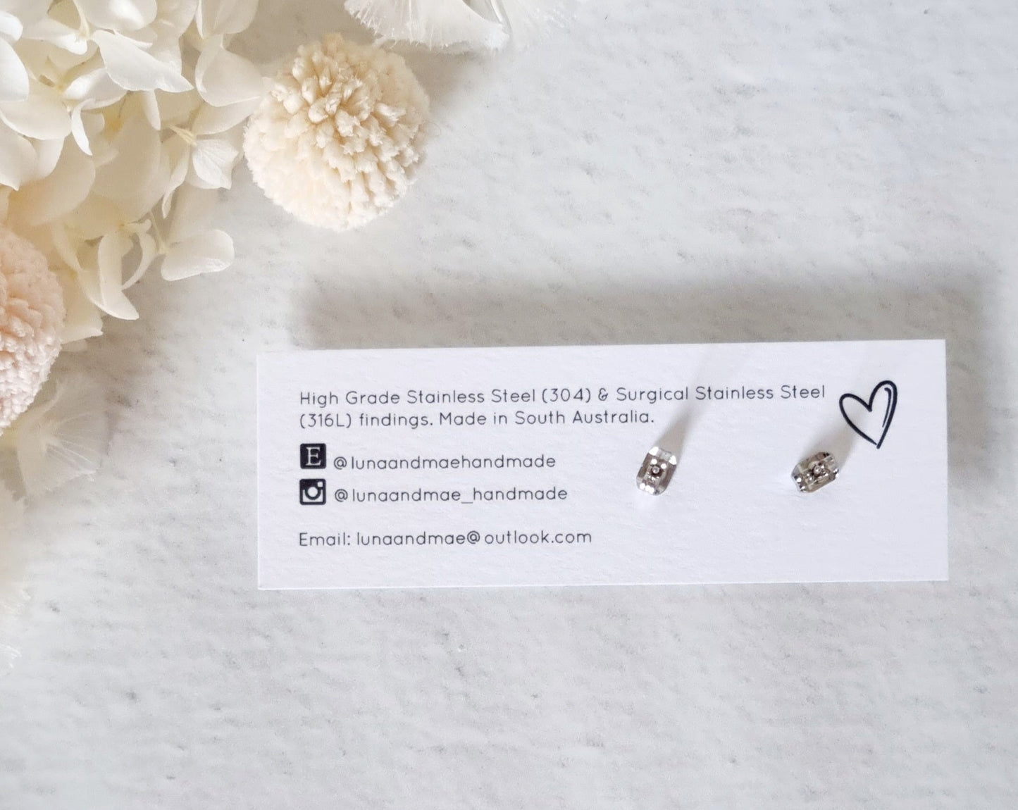 Bezel Hibiscus Pink Silver Stud - Luna + Mae