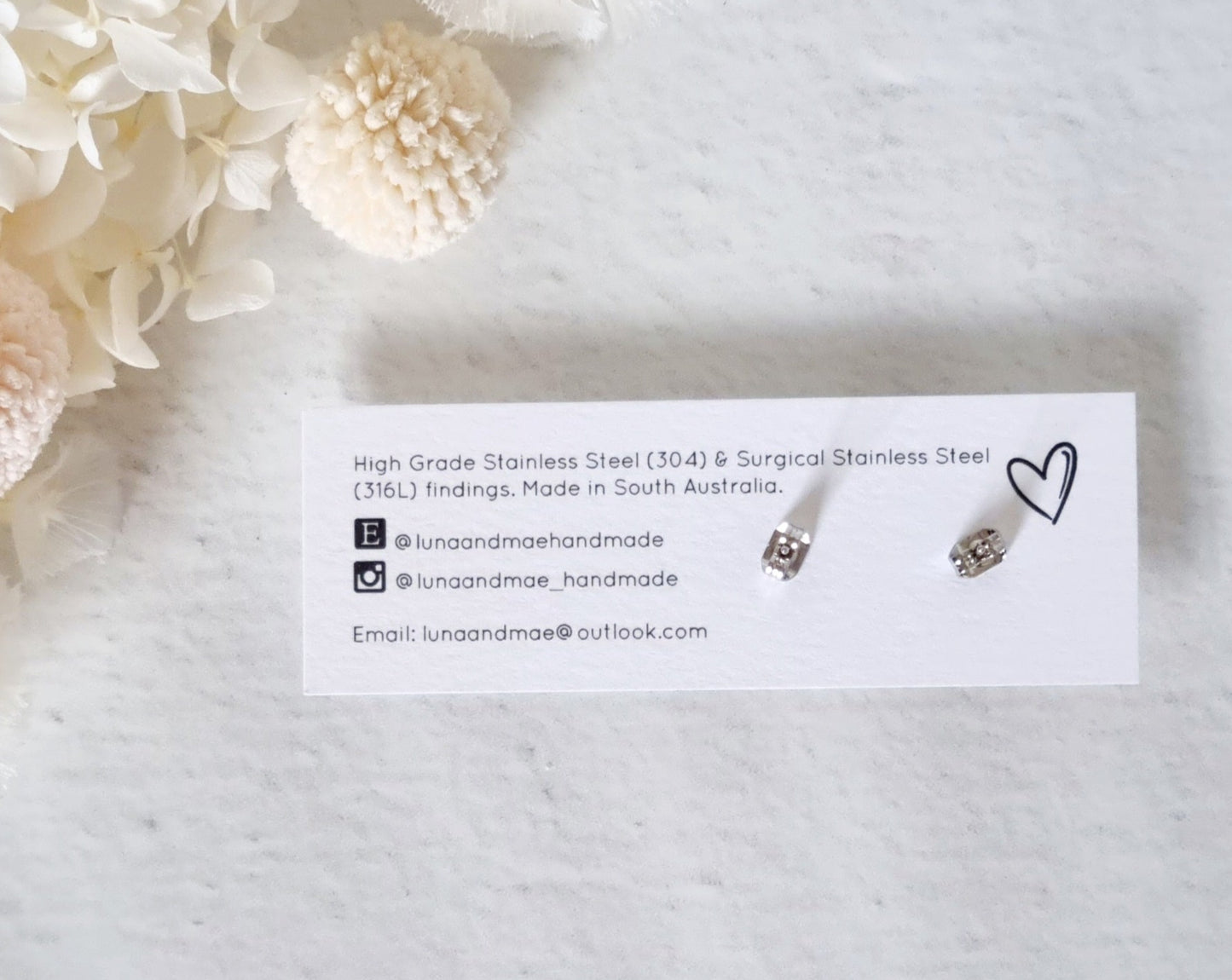 Fabric Green Flower Stud - Luna + Mae