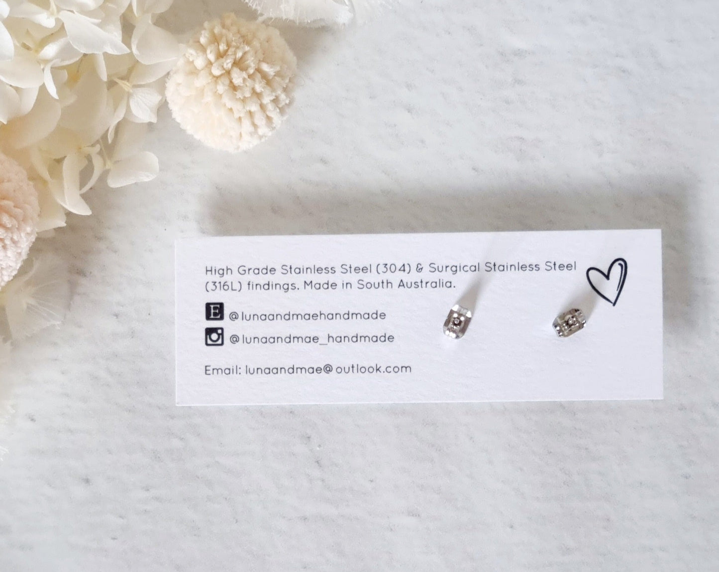 Fabric Heart Stud - Luna + Mae