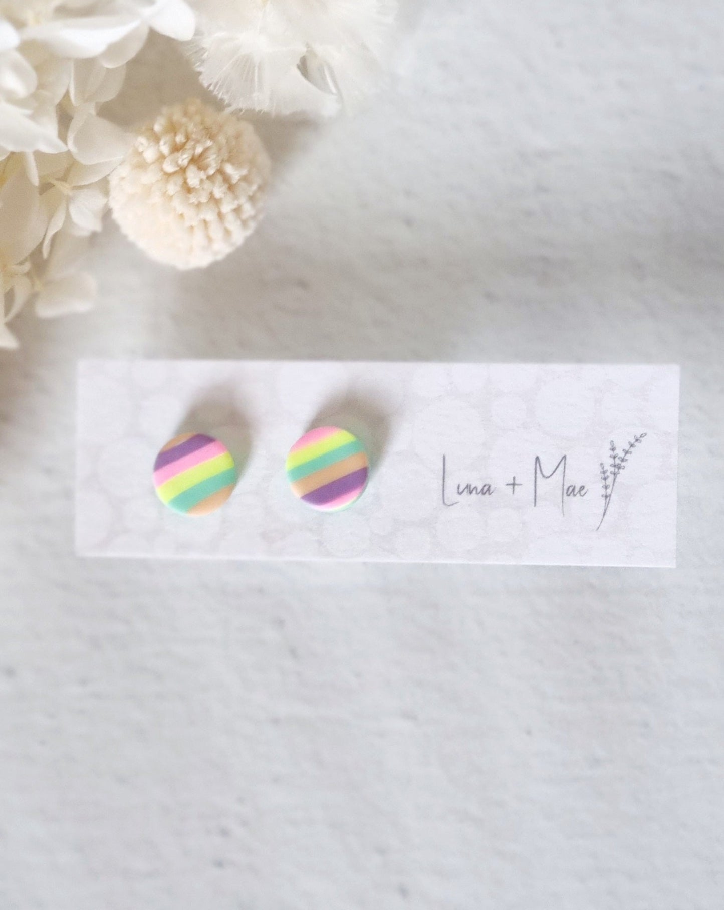 Rainbow Small Circle Stud - Luna + Mae