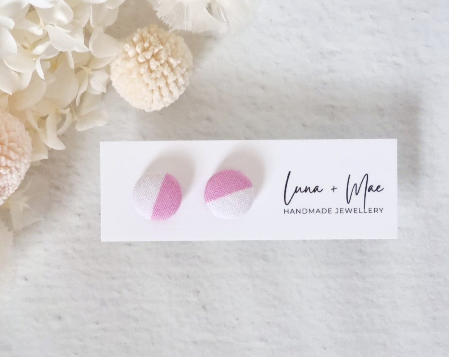 Fabric Pink Duo Stud - Luna + Mae