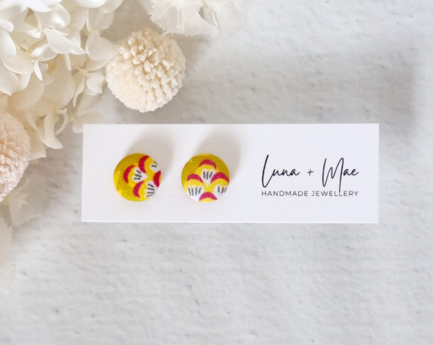 Fabric Mustard Bloom Stud - Luna + Mae