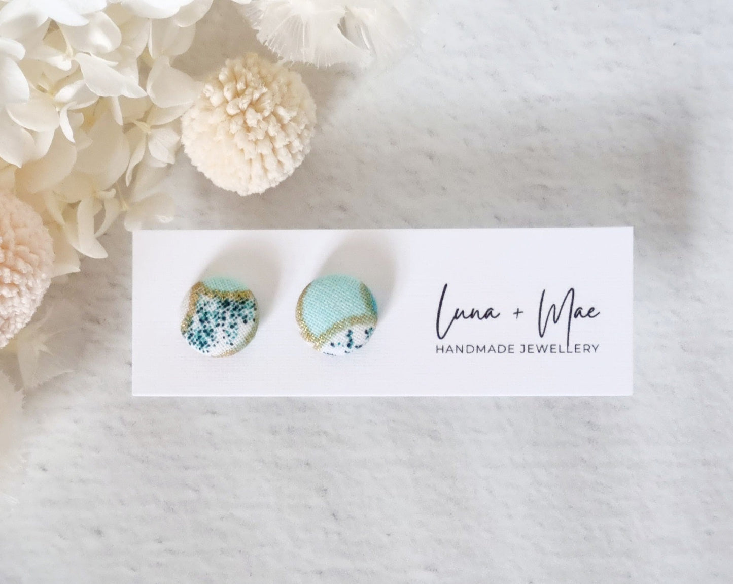 Fabric Golden Glitter Stud - Luna + Mae