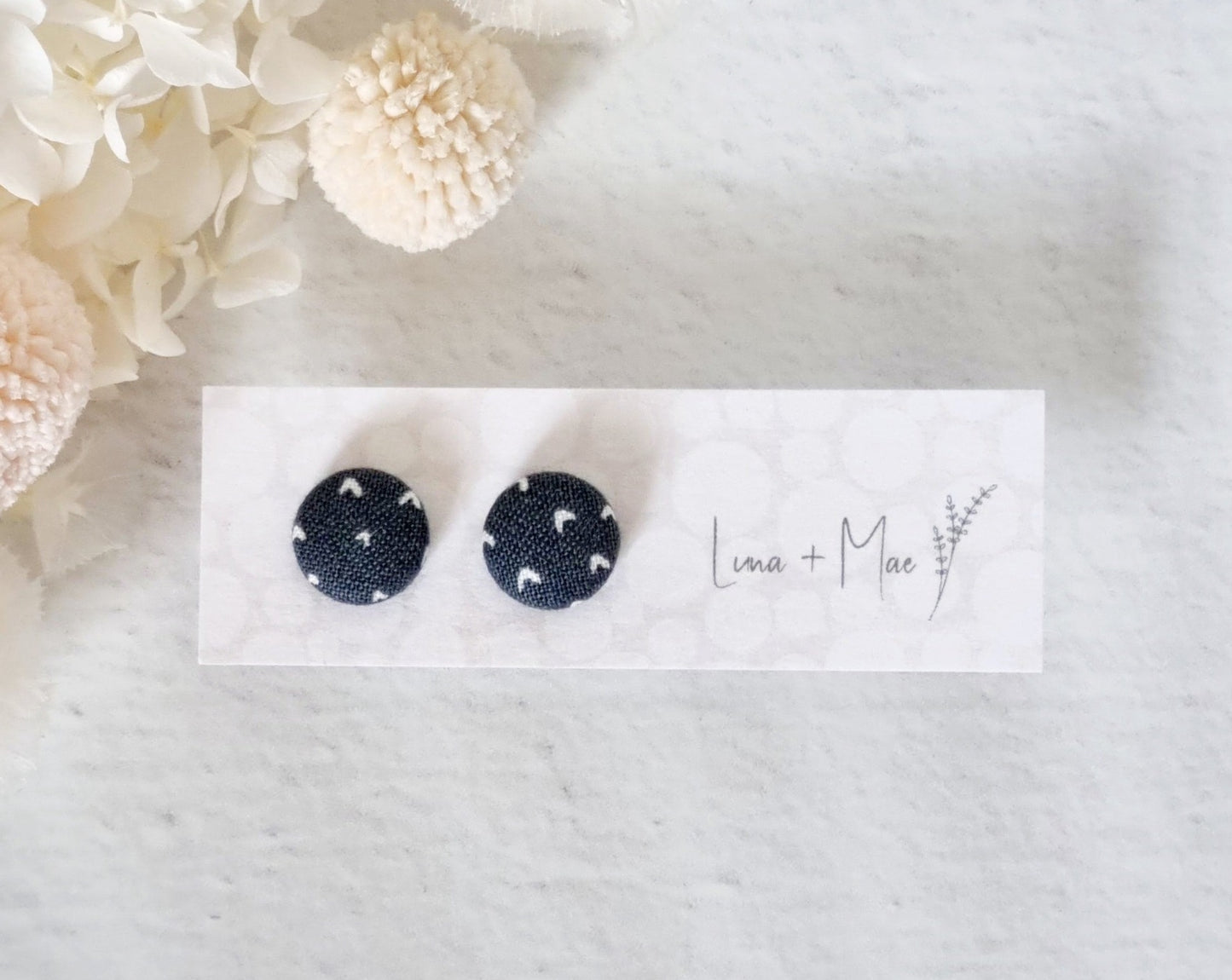 Fabric Heart Stud - Luna + Mae