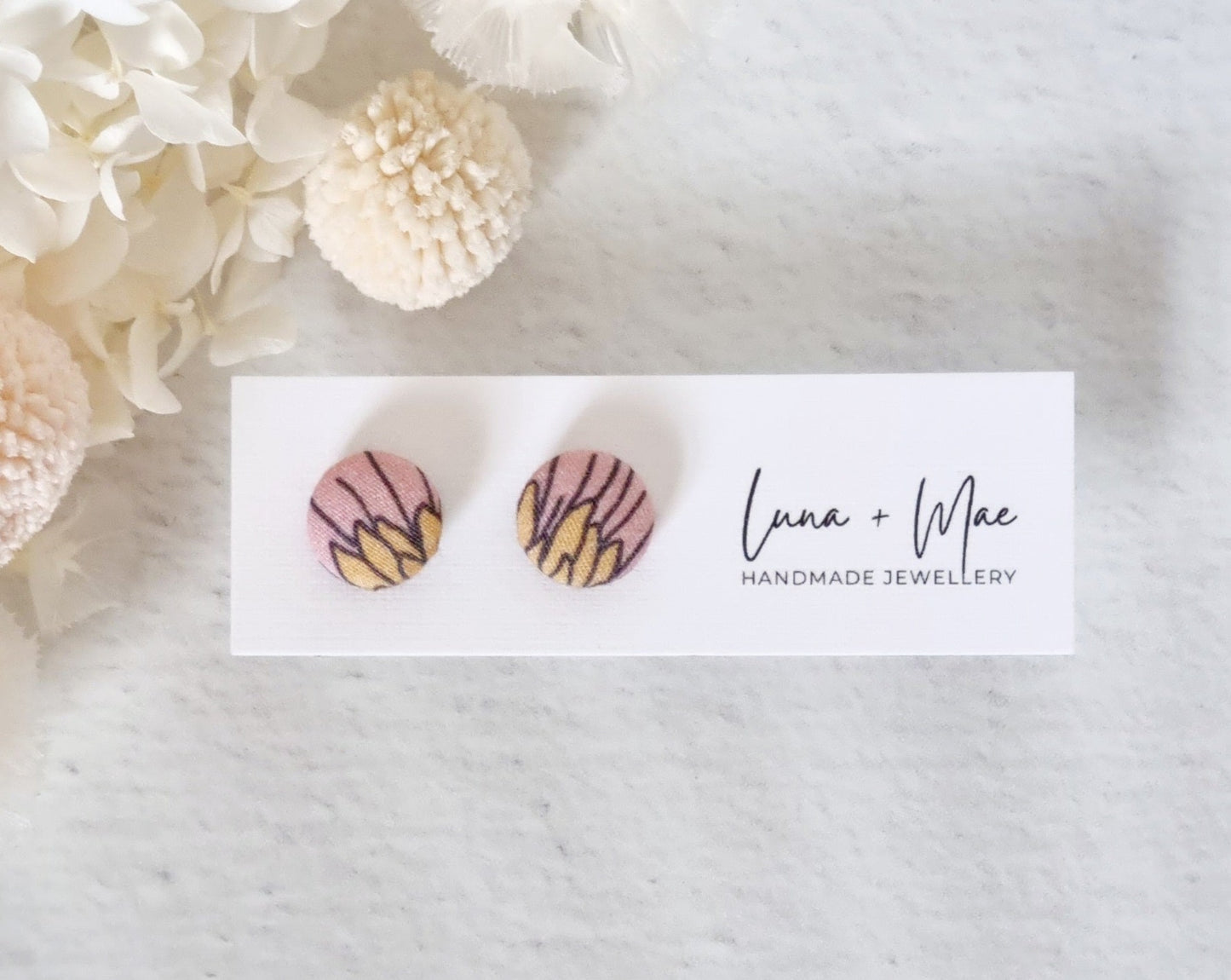 Fabric Petal Stud - Luna + Mae