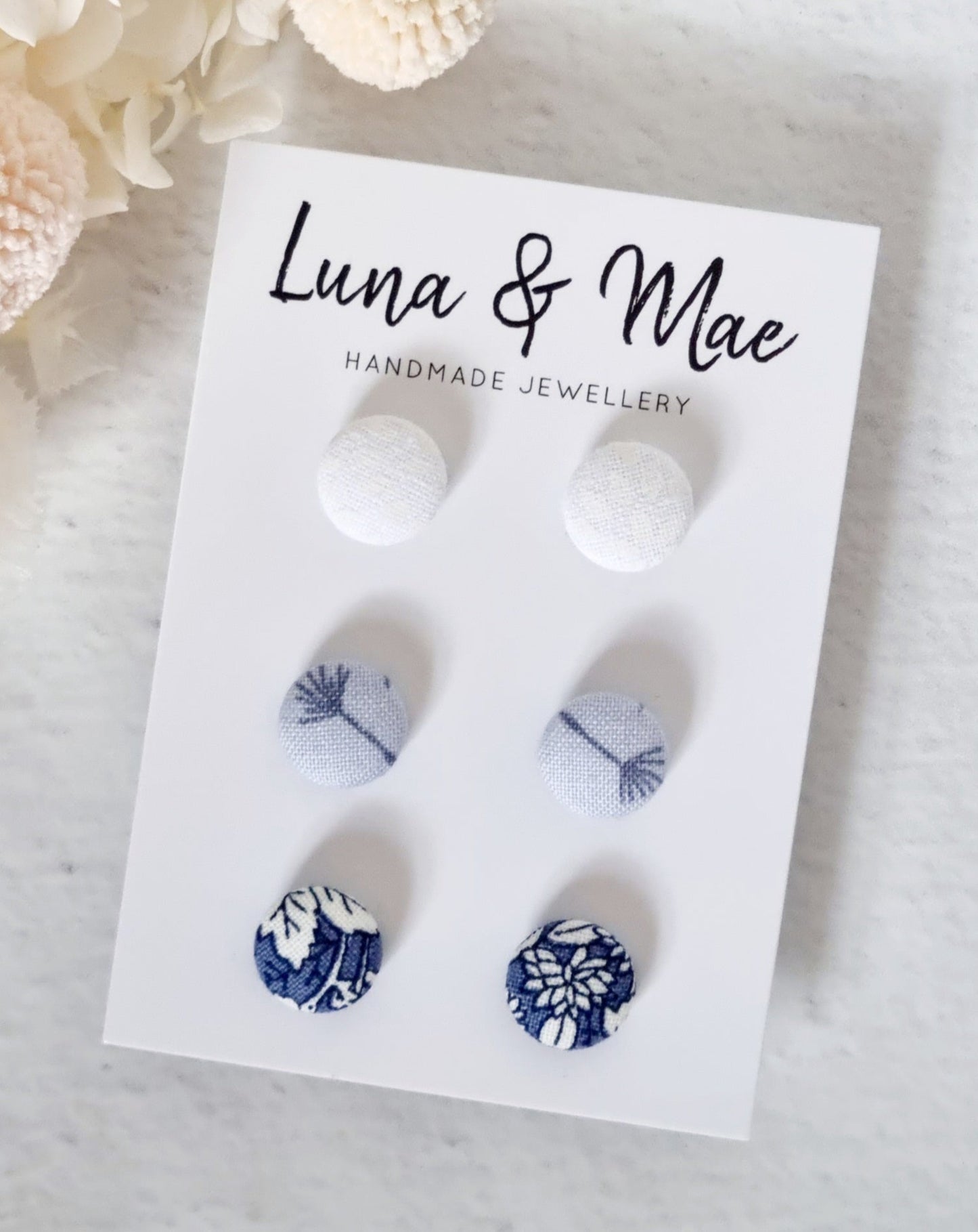 Fabric Trio Stud Pack #1 - Luna + Mae