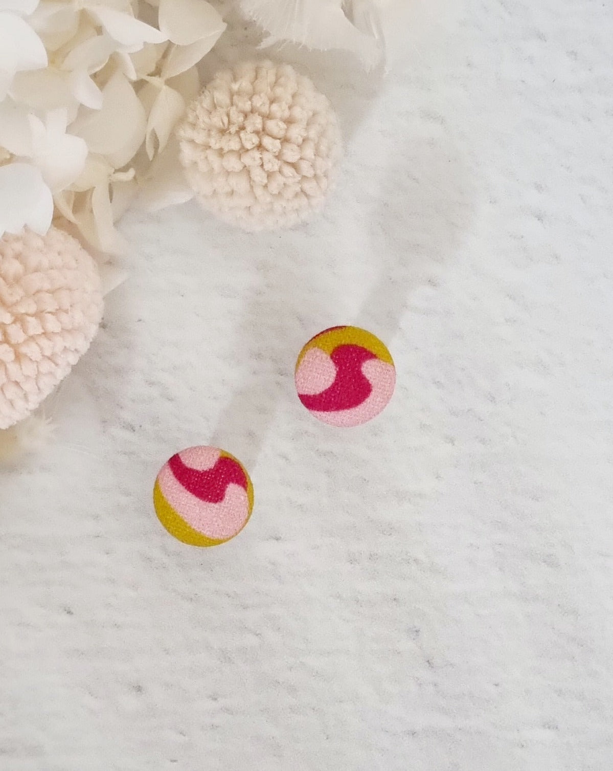 Fabric Pink Swirl Stud - Luna + Mae