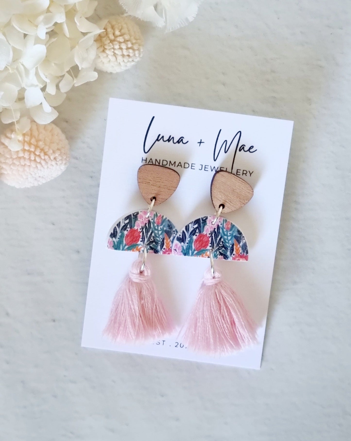 Tassel Garden Pale Pink Dangle Earrings