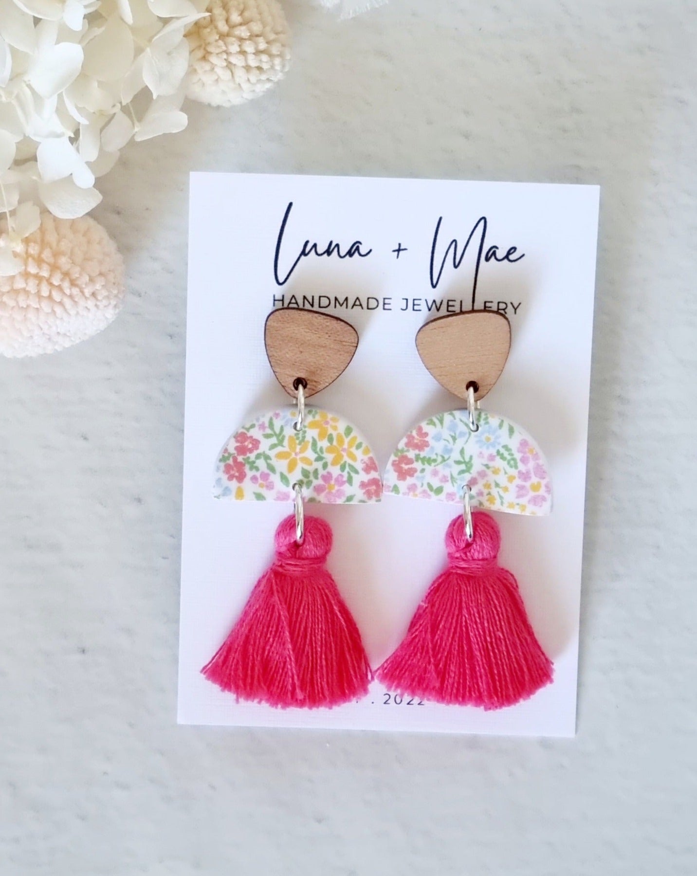 Tassel Hot Pink Spring Dangle Earrings