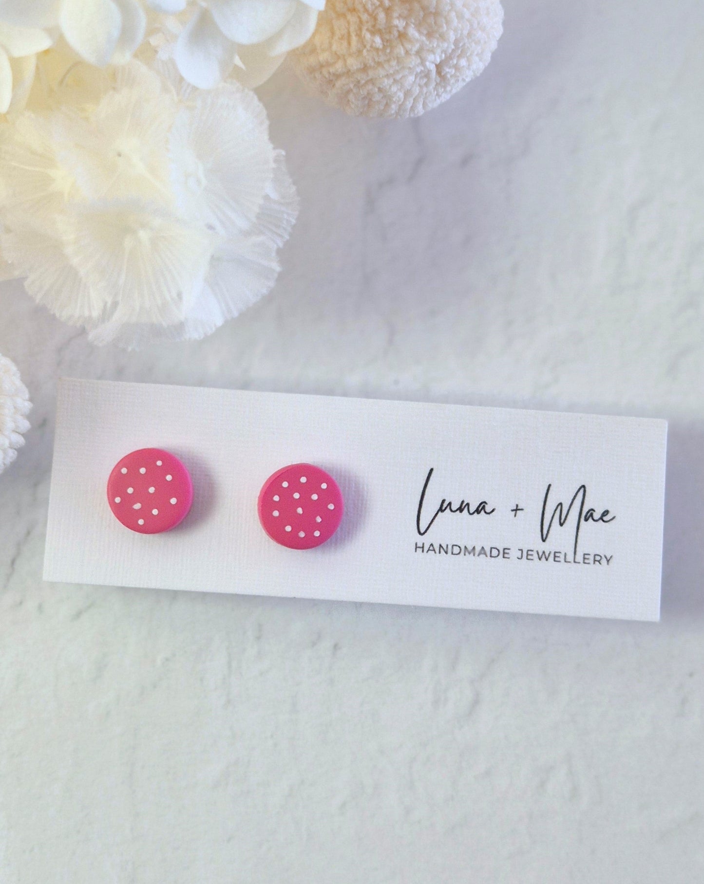 Tiny Pink Dot Stud Earrings