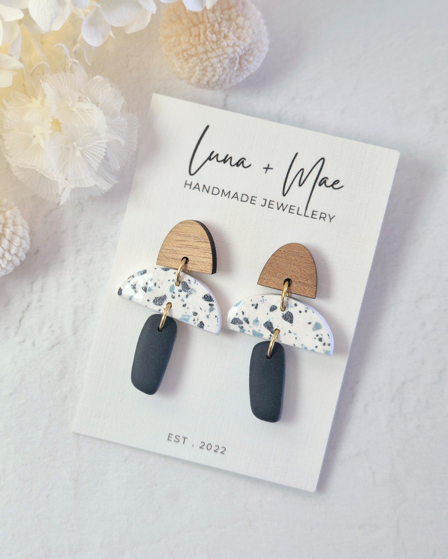 Terrazzo Navy Dangle Earrings