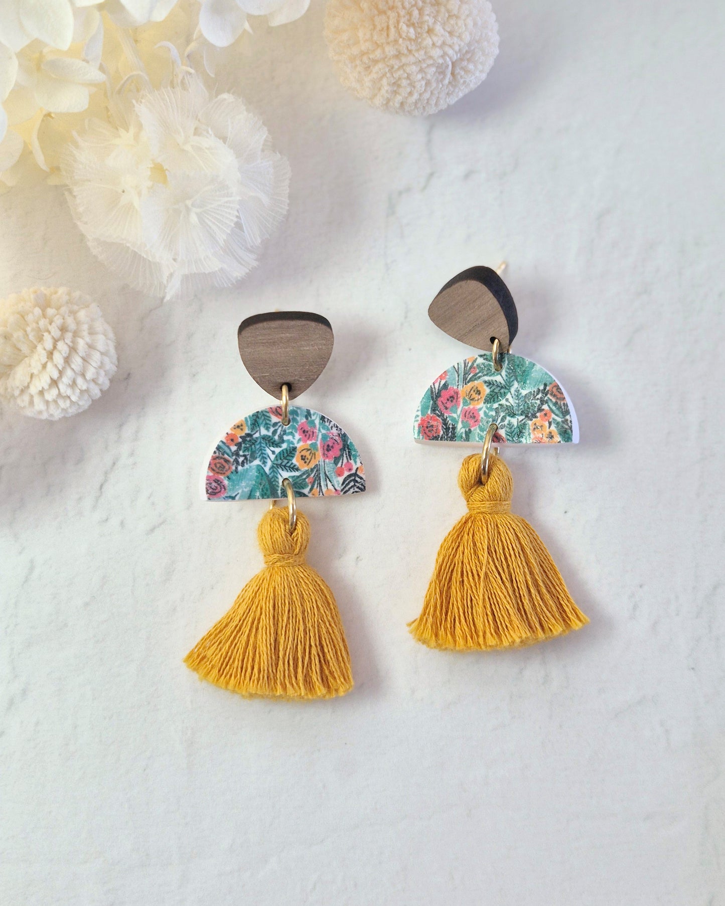 Tassel Jungle Mustard Dangle Earrings