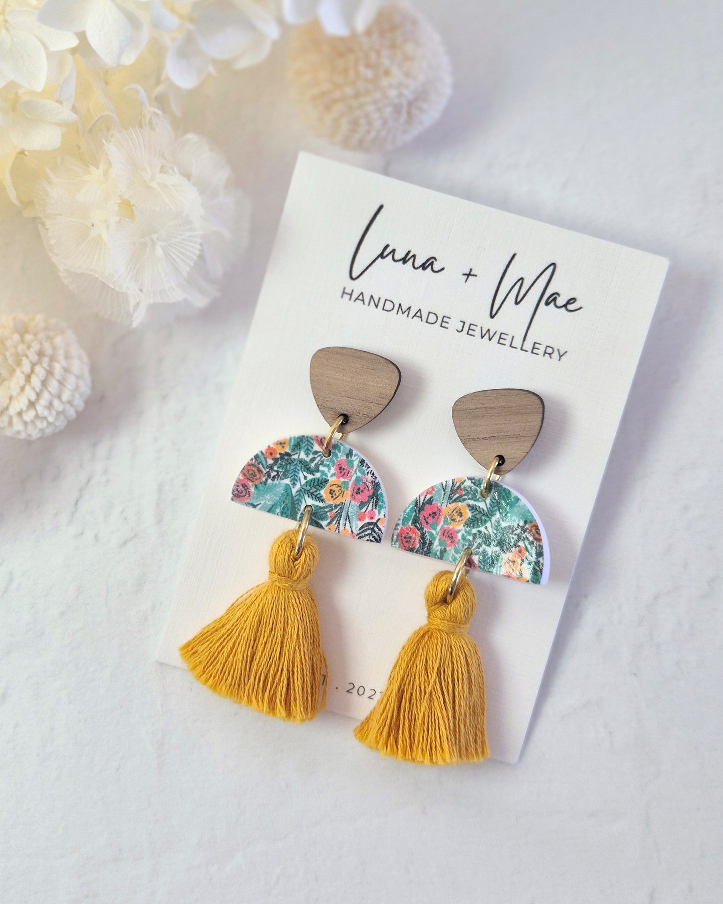 Tassel Jungle Mustard Dangle Earrings