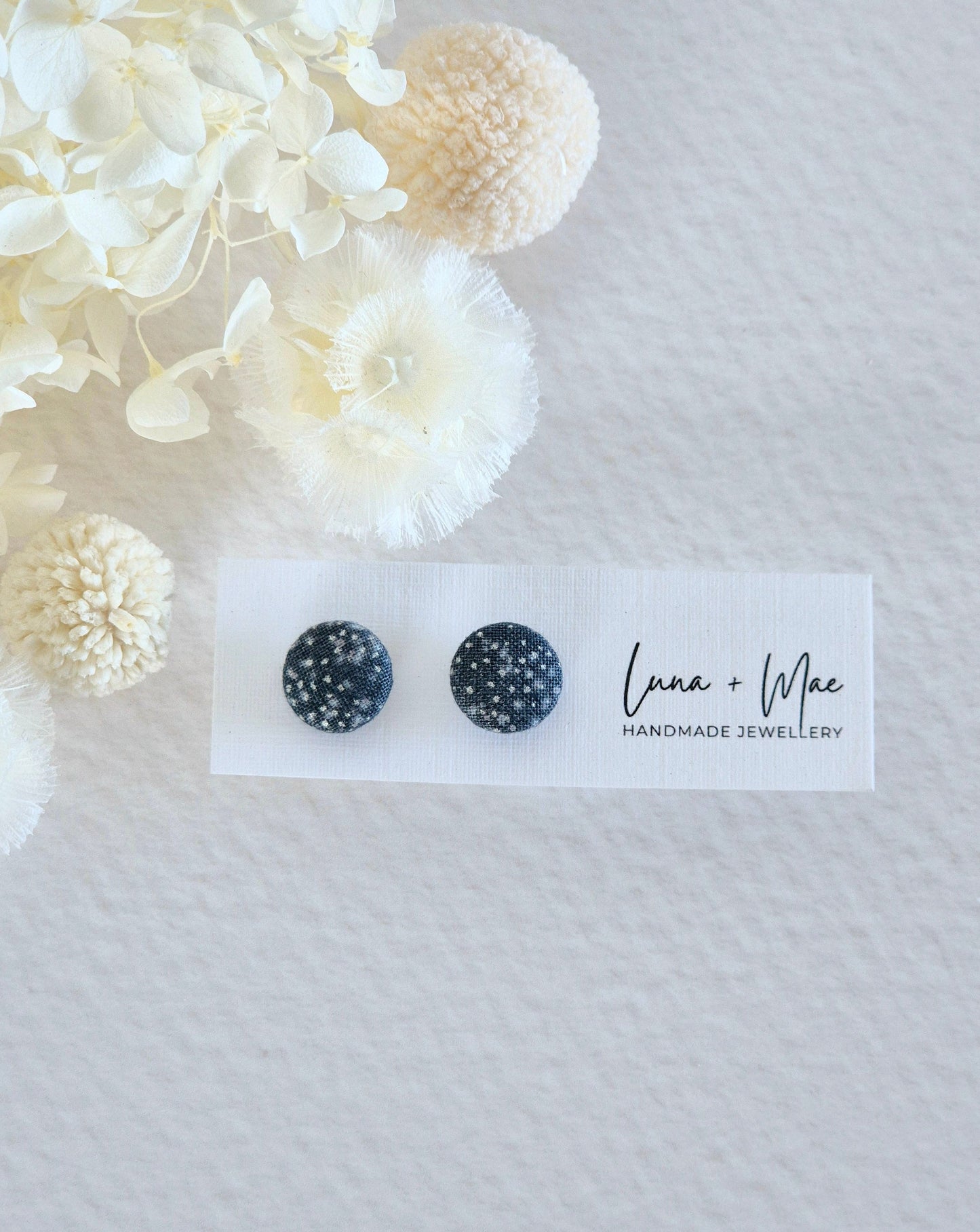 Fabric Midnight Stud Earrings