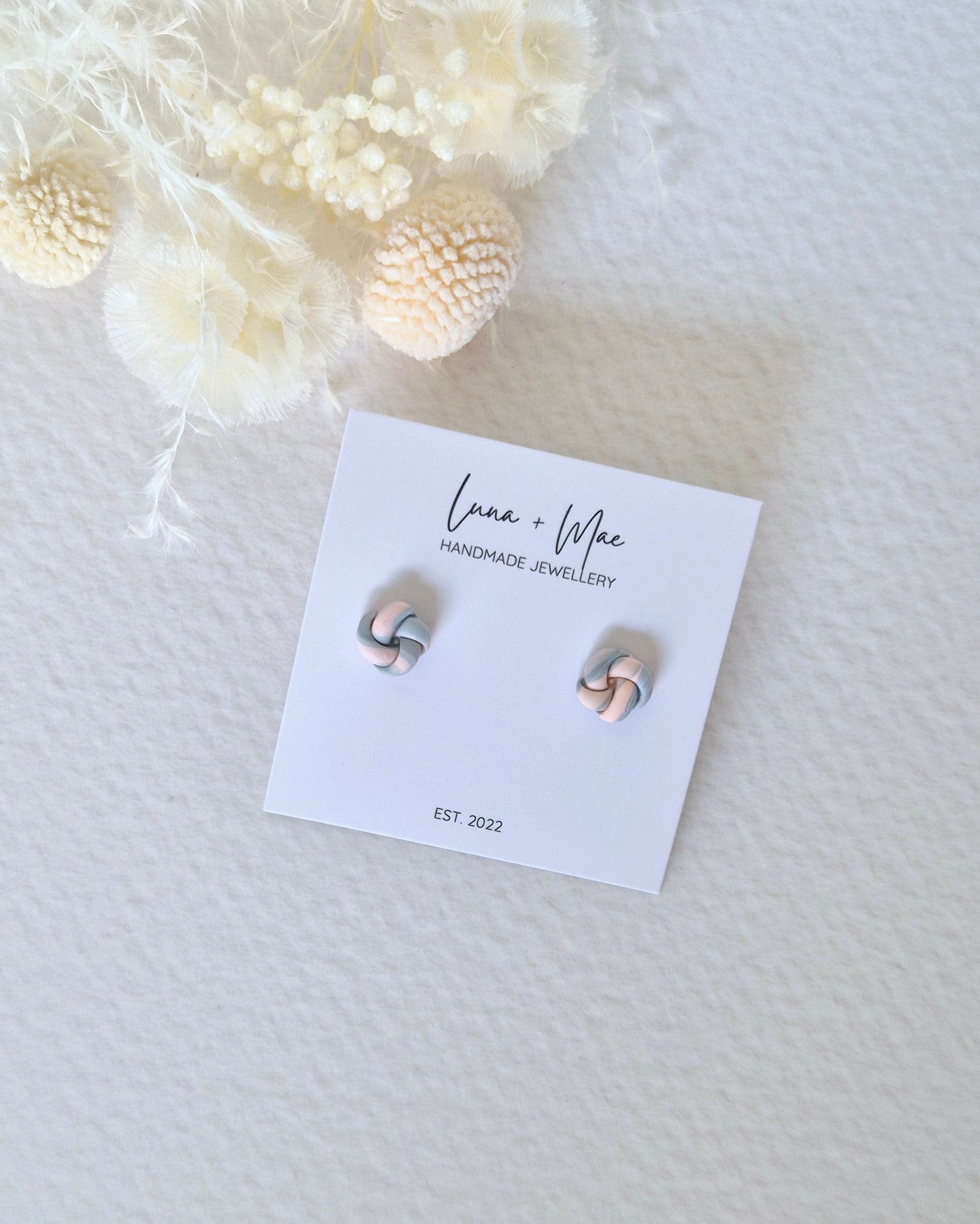 Garden Peach + Green Knotted Stud Earrings
