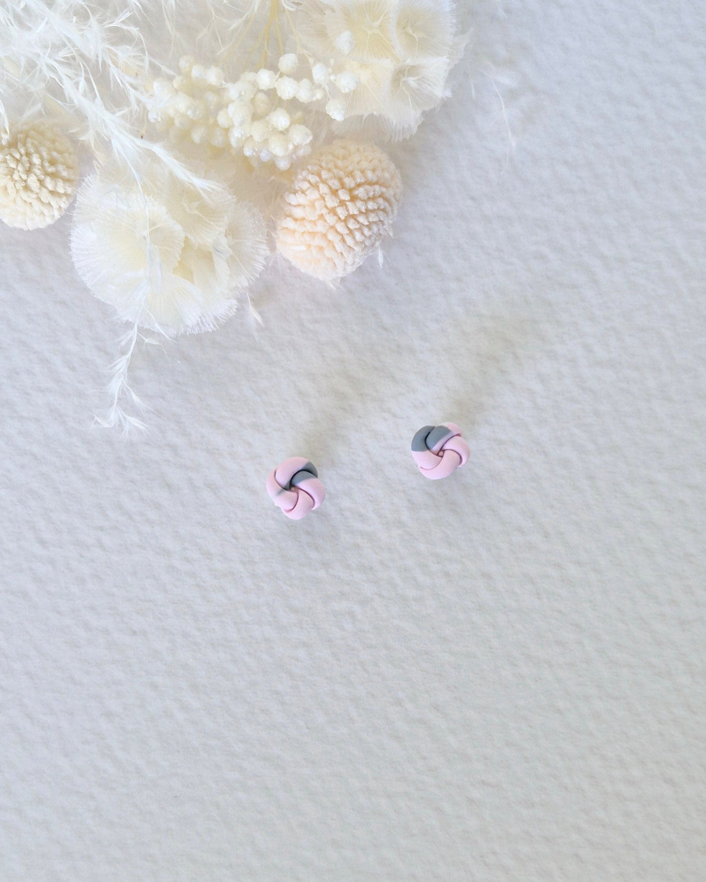Garden Pink + Green Knotted Stud Earrings
