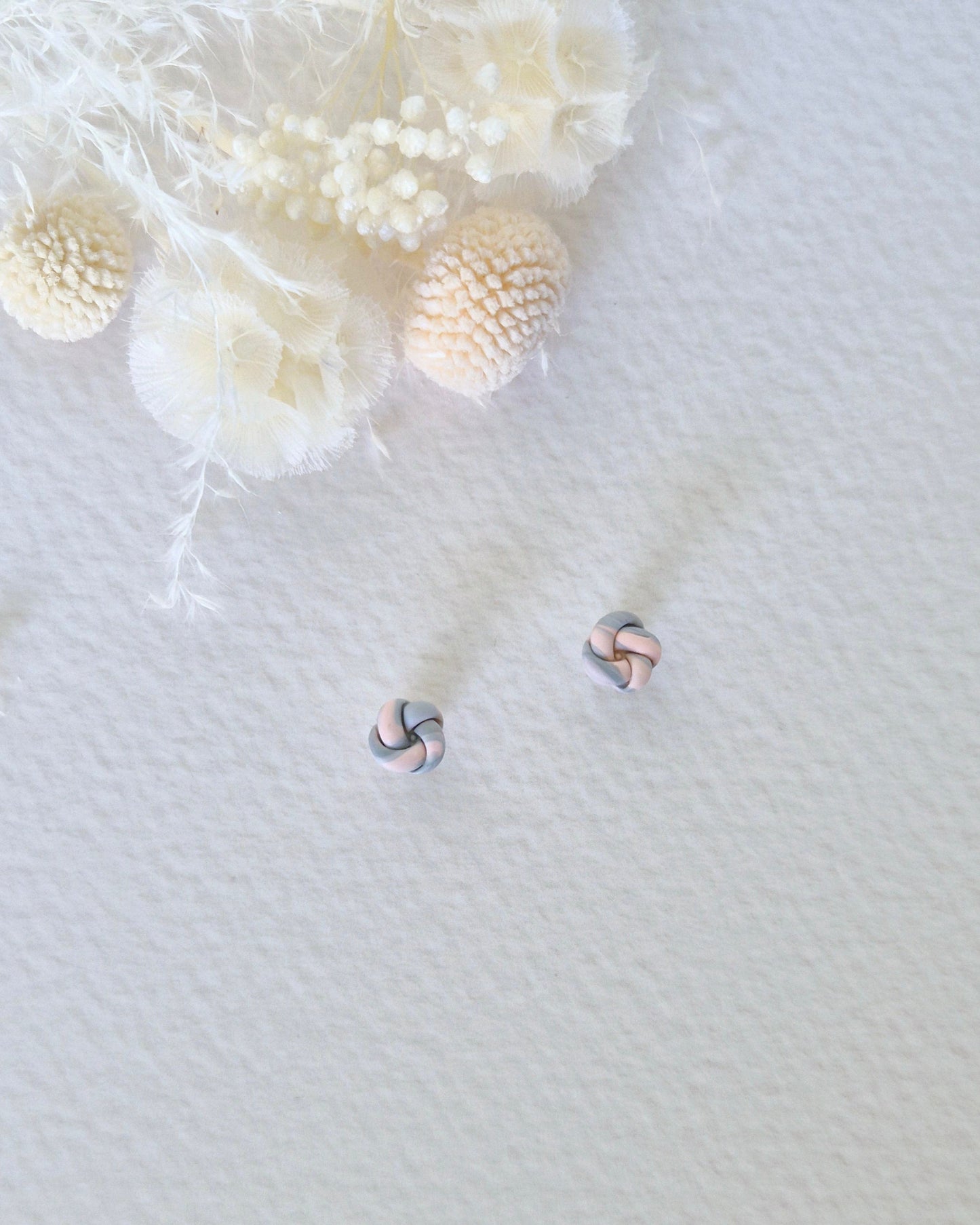 Garden Peach + Green Knotted Stud Earrings