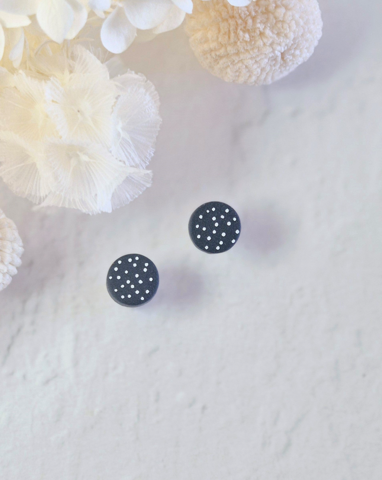 Tiny Navy Spot Stud Earrings