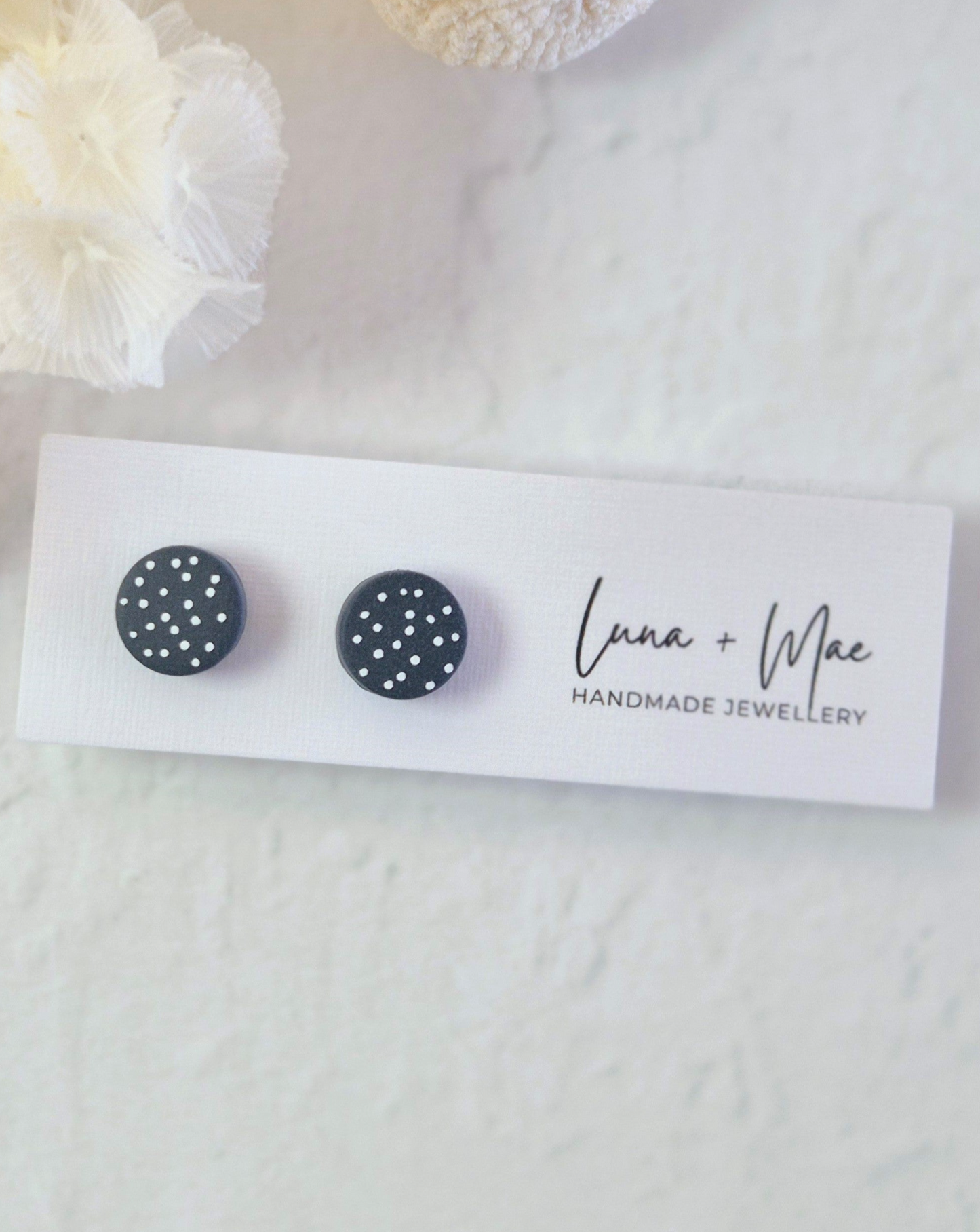 Tiny Navy Spot Stud Earrings