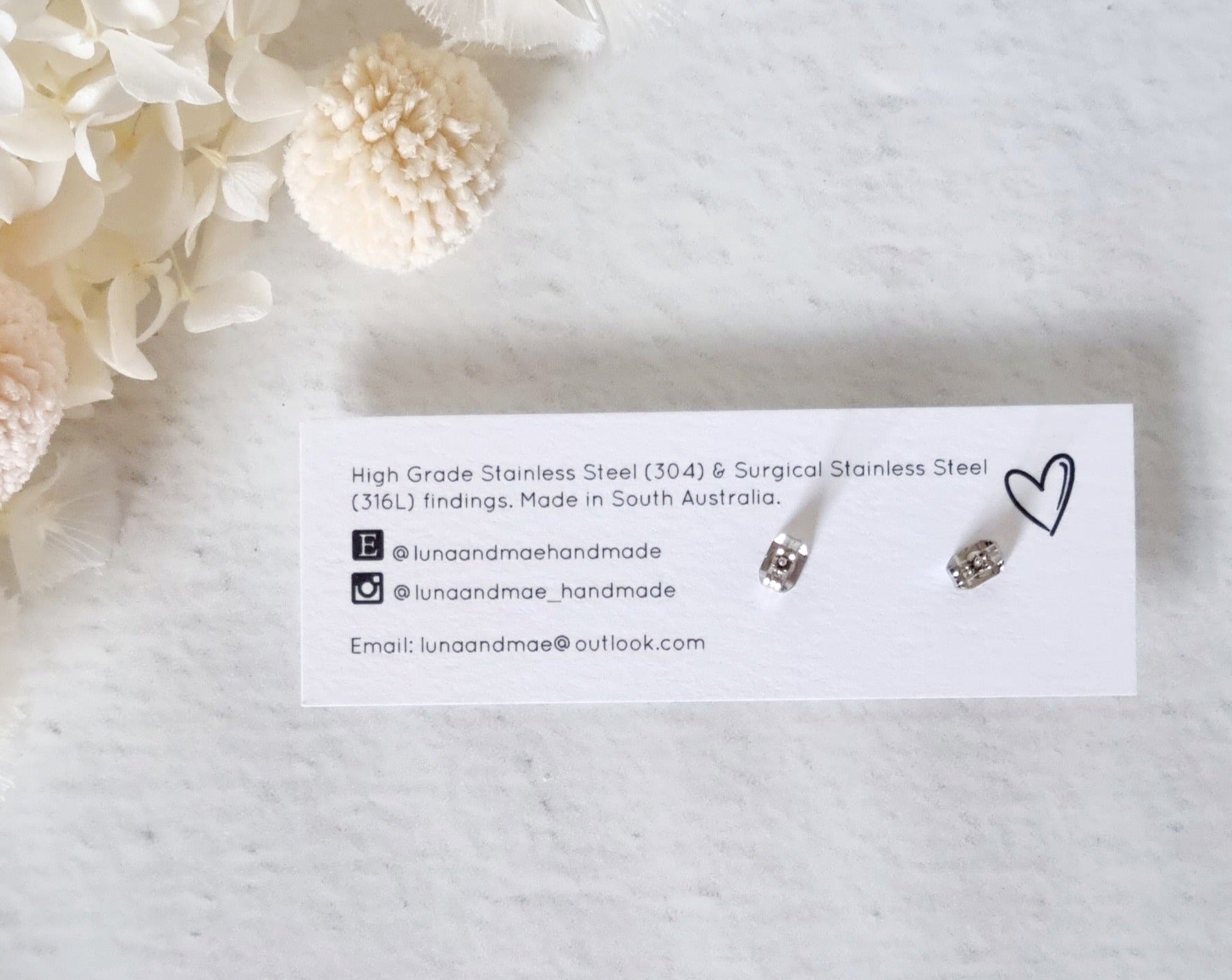 Fabric Grey Dandelion Stud - Luna + Mae