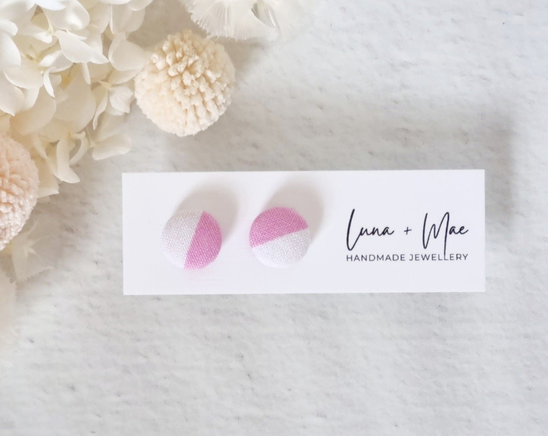 Fabric Pink Duo Stud - Luna + Mae