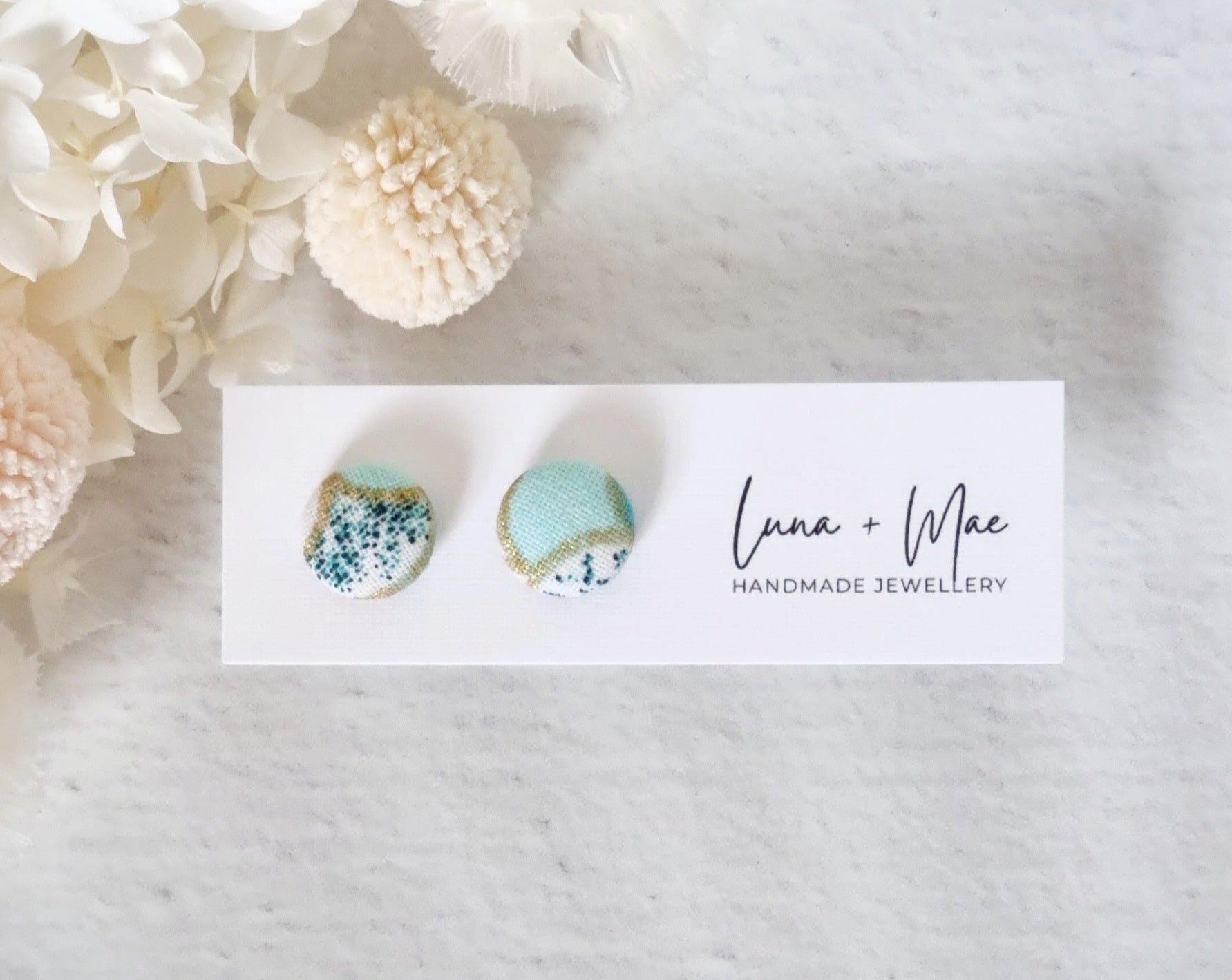 Fabric Golden Glitter Stud - Luna + Mae