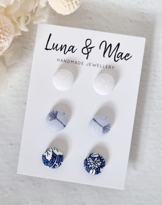 Fabric Trio Stud Pack #1 - Luna + Mae