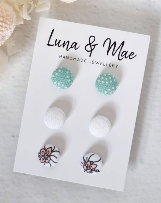 Fabric Trio Stud Pack #2 - Luna + Mae