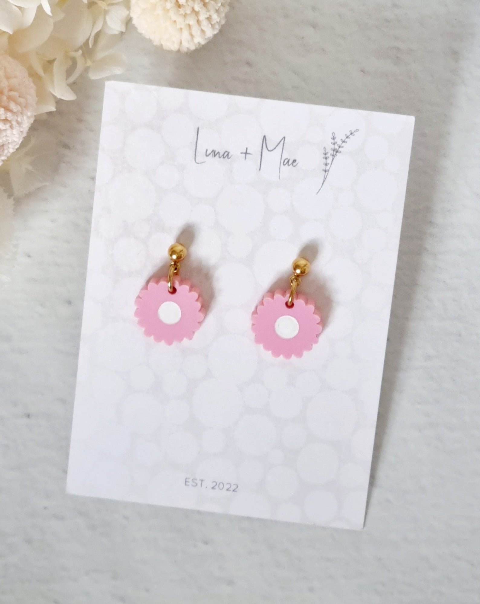 Moon Daisy Pink Dangle - Luna + Mae