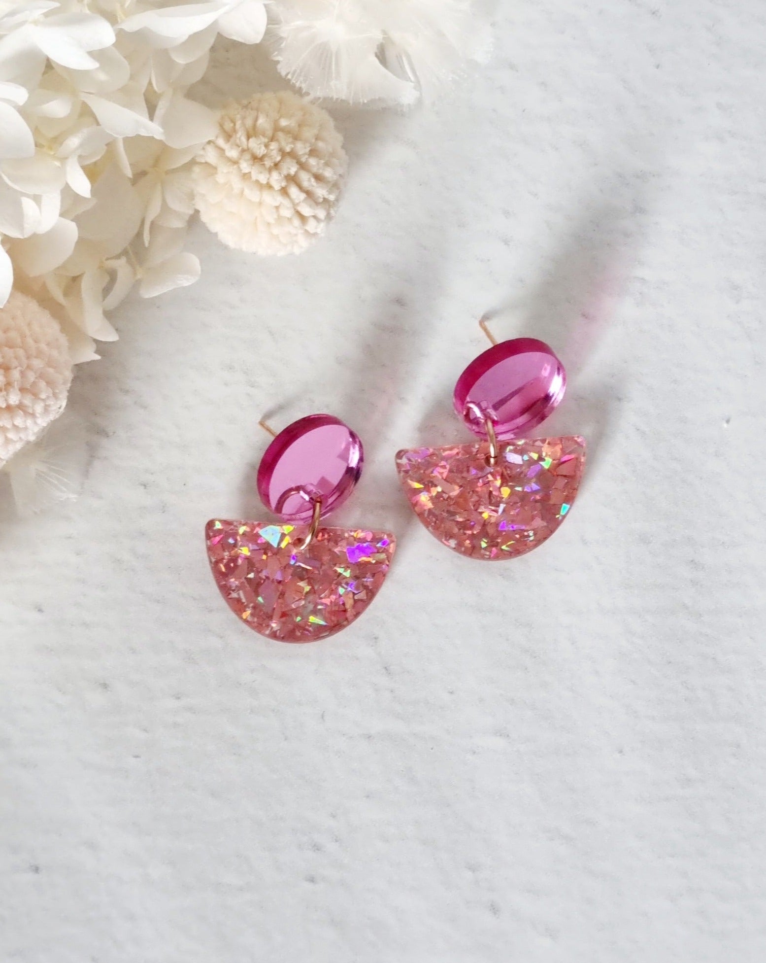 Acrylic Pink Selene Dangle - Luna + Mae