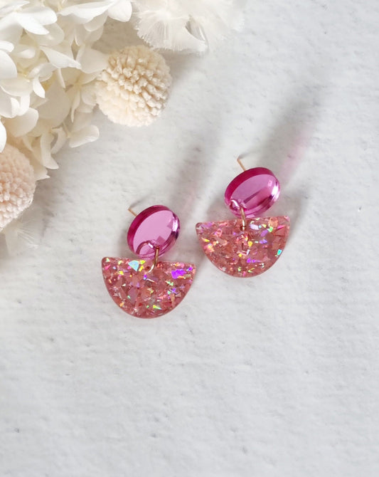 Acrylic Pink Selene Dangle - Luna + Mae