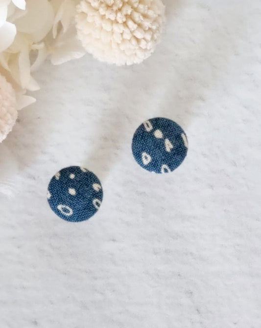 Fabric Peacock Dot Stud - Luna + Mae