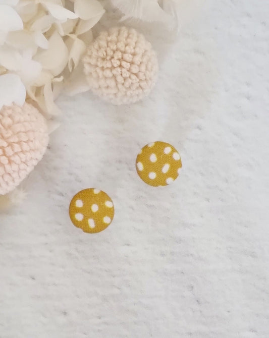 Fabric Mustard Dot Stud - Luna + Mae