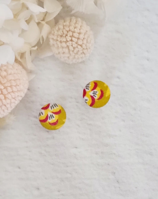 Fabric Mustard Bloom Stud - Luna + Mae