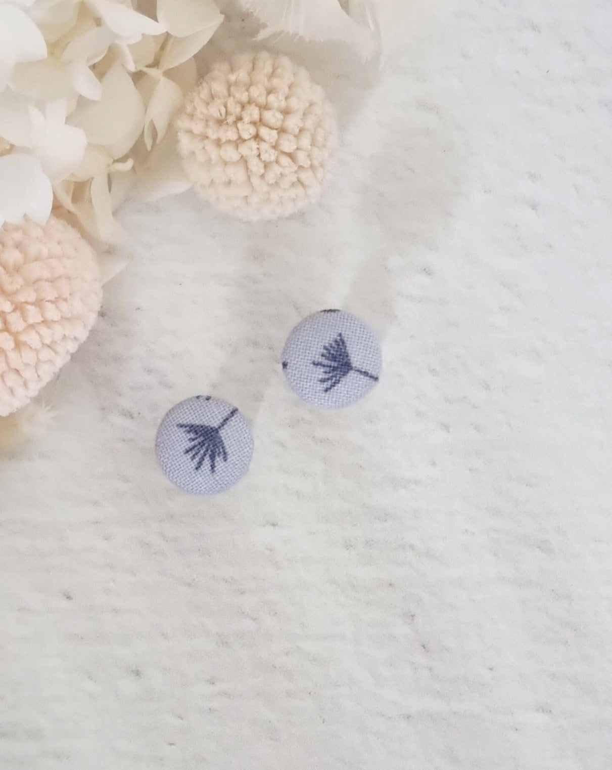 Fabric Grey Dandelion Stud - Luna + Mae