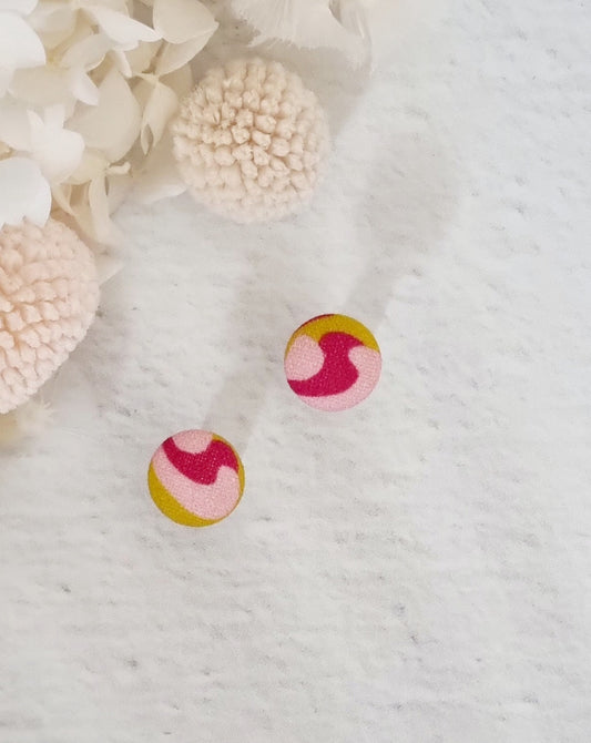Fabric Pink Swirl Stud - Luna + Mae