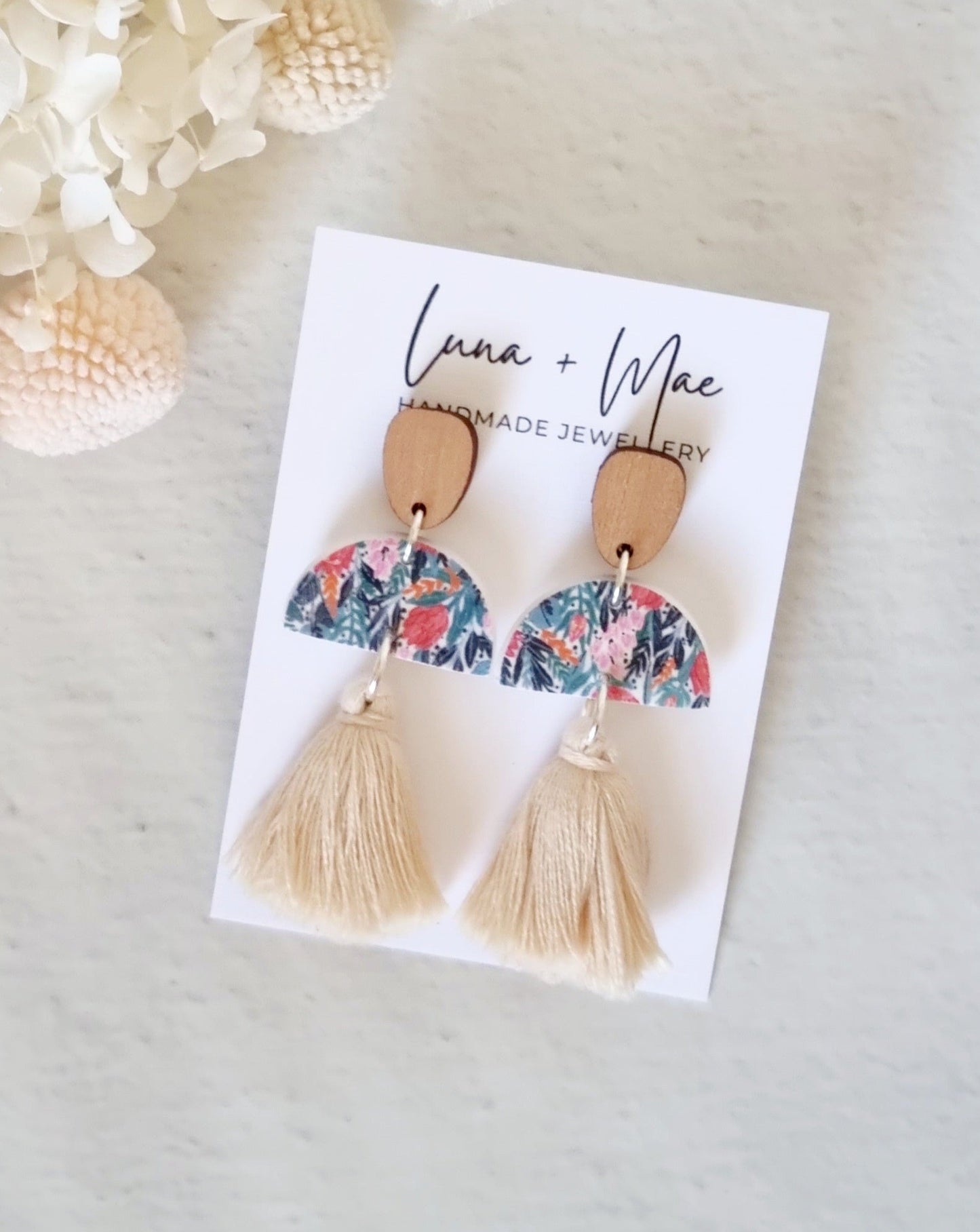 Tassel Garden Cream Dangle Earrings