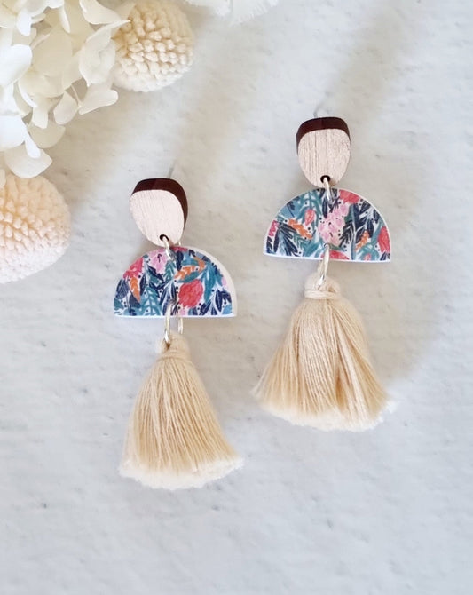 Tassel Garden Cream Dangle Earrings