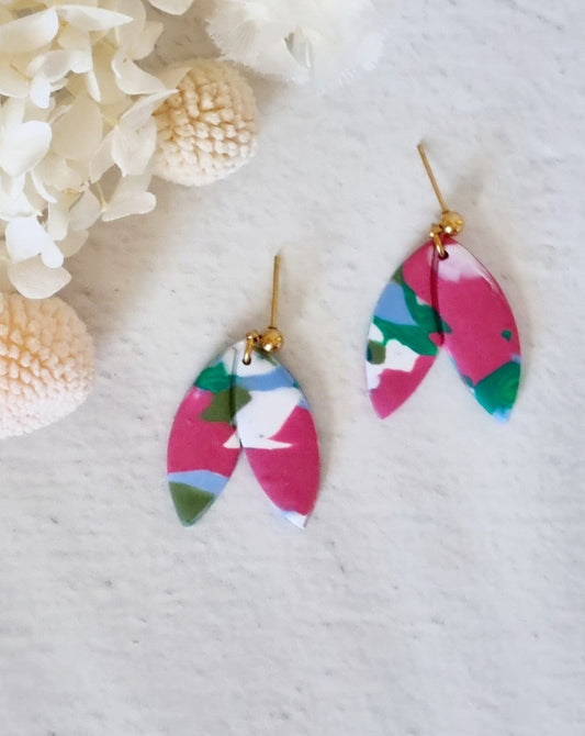 Saxe Double Leaf Dangle Earrings