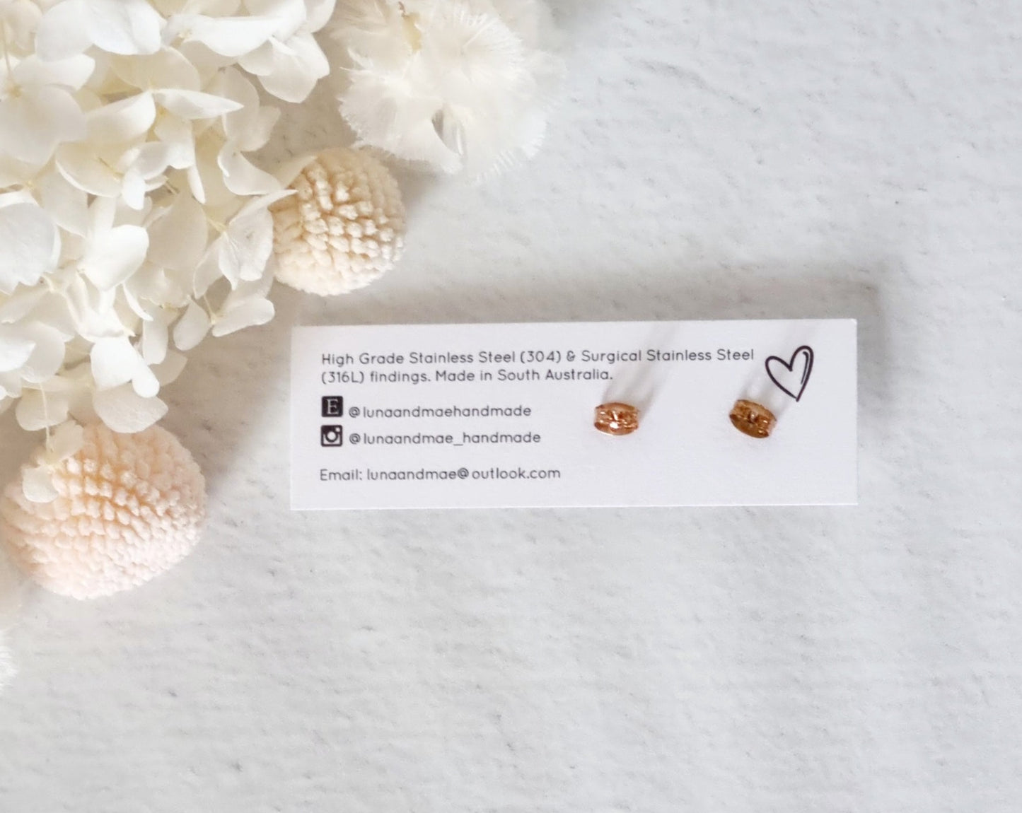 Bezel Pink Wattle Rose Gold Stud Earrings #2