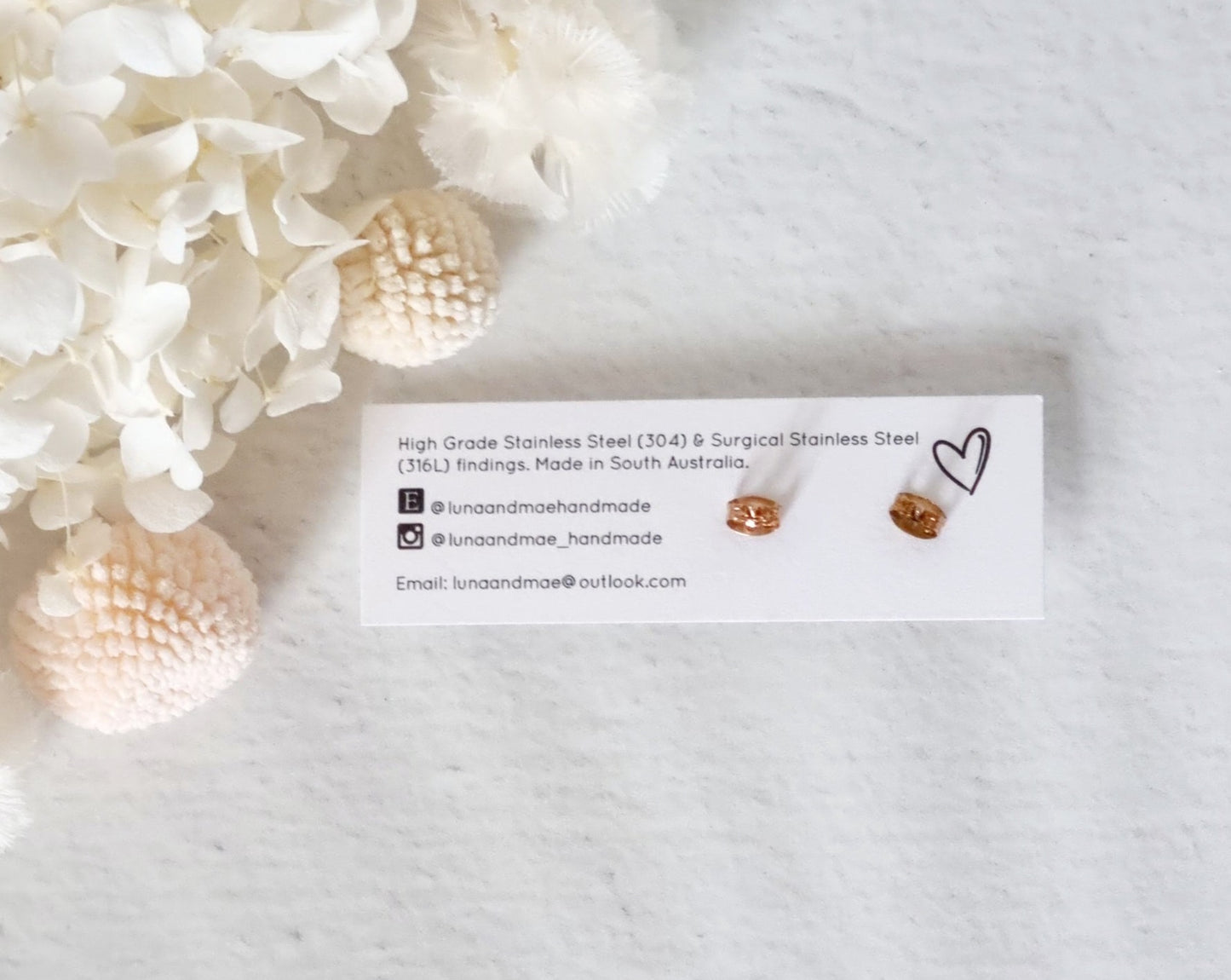 Bezel Pink Tulip Rose Gold Stud Earrings