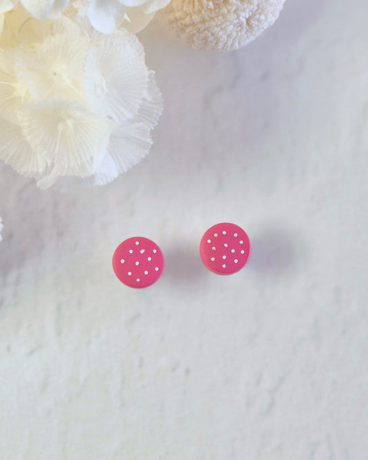 Tiny Pink Dot Stud Earrings