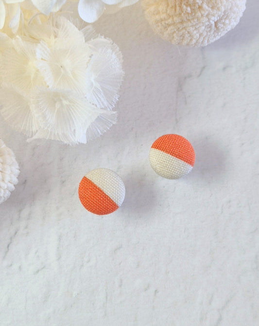 Fabric Orange Duo Stud Earrings