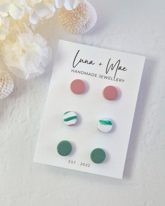 Saxe Tiny Trio Stud Earring Pack #2