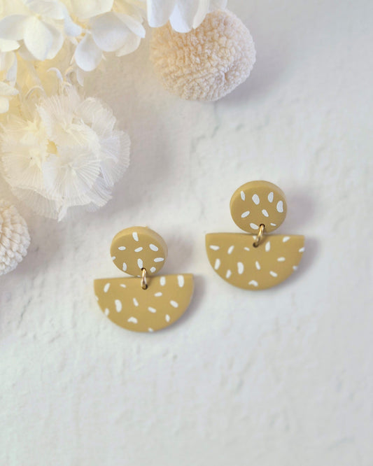 Luna Mustard Fleck Dangle Earrings