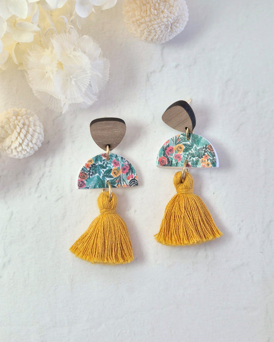 Tassel Jungle Mustard Dangle Earrings