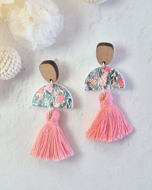 Tassel Garden Pink Dangle Earrings